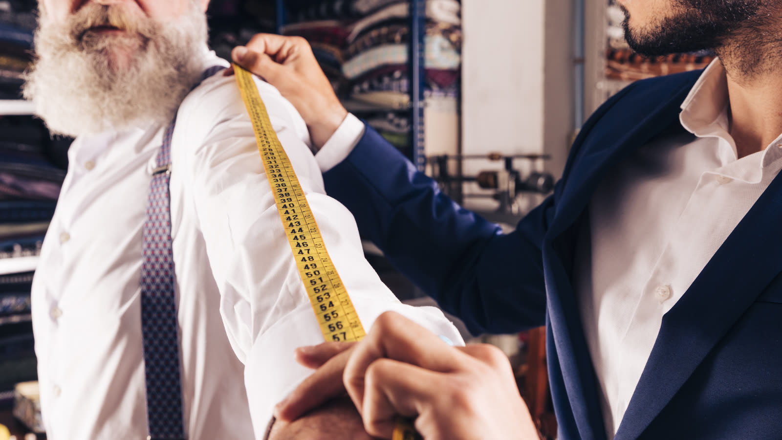 Suit jacket being marked with chalk at the shoulder